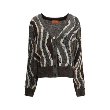 Wave pattern boxy Cardigan