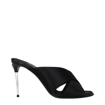 Black Satin Stiletto Heel Sandals