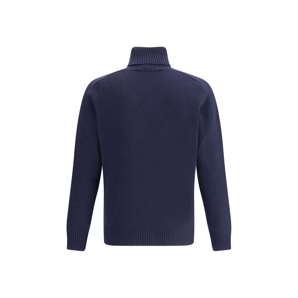 Blue Fleece Wool Turtleneck