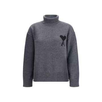 Gray Fleece Wool Turtleneck