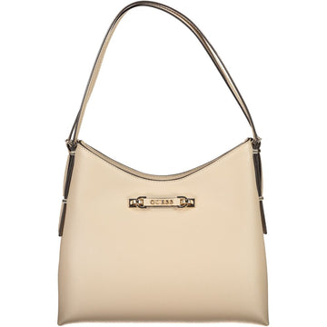 Beige Polyethylene Women Handbag