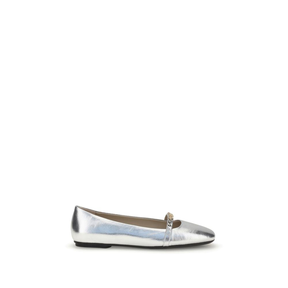 Silver Calf Leather Bos Taurus Ballet Flats