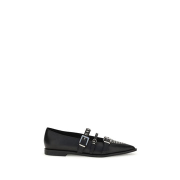 Black Calf Leather Bos Taurus Ballet Flats