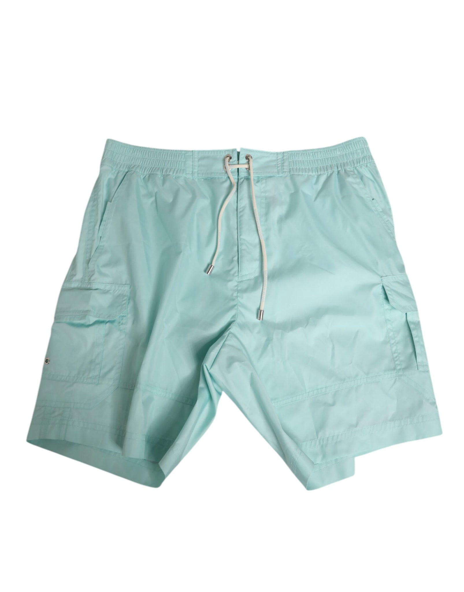 Aqua Blue Polyester Beachwear Men Shorts Swimwear