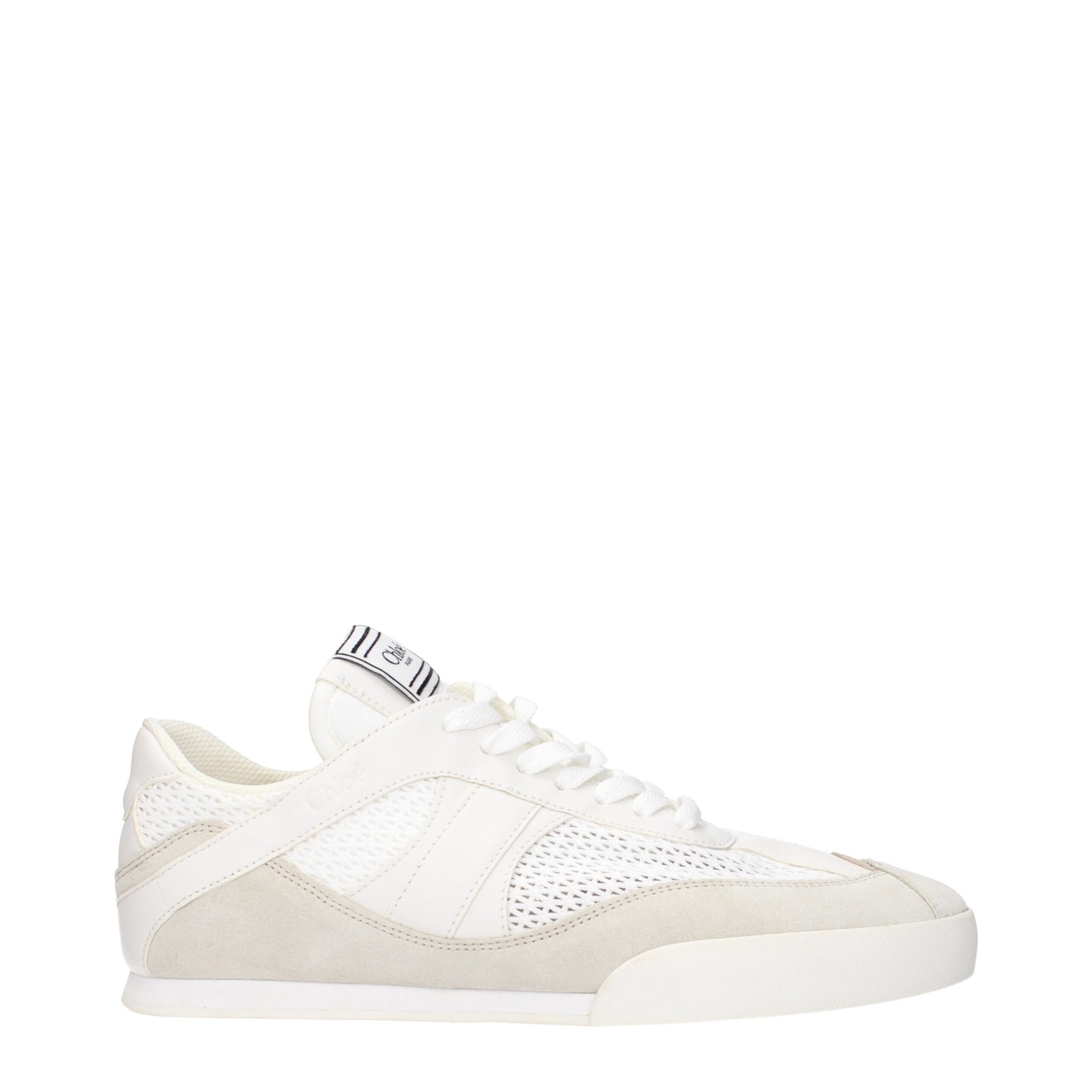 White Fabric Low Tops