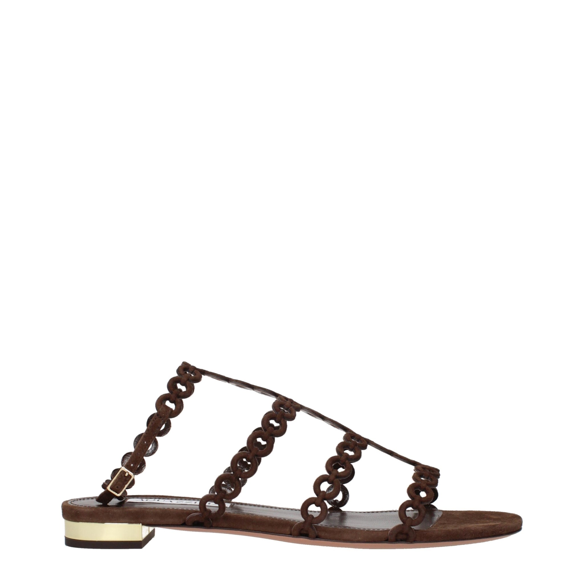 Brown Leather Flat Sandals
