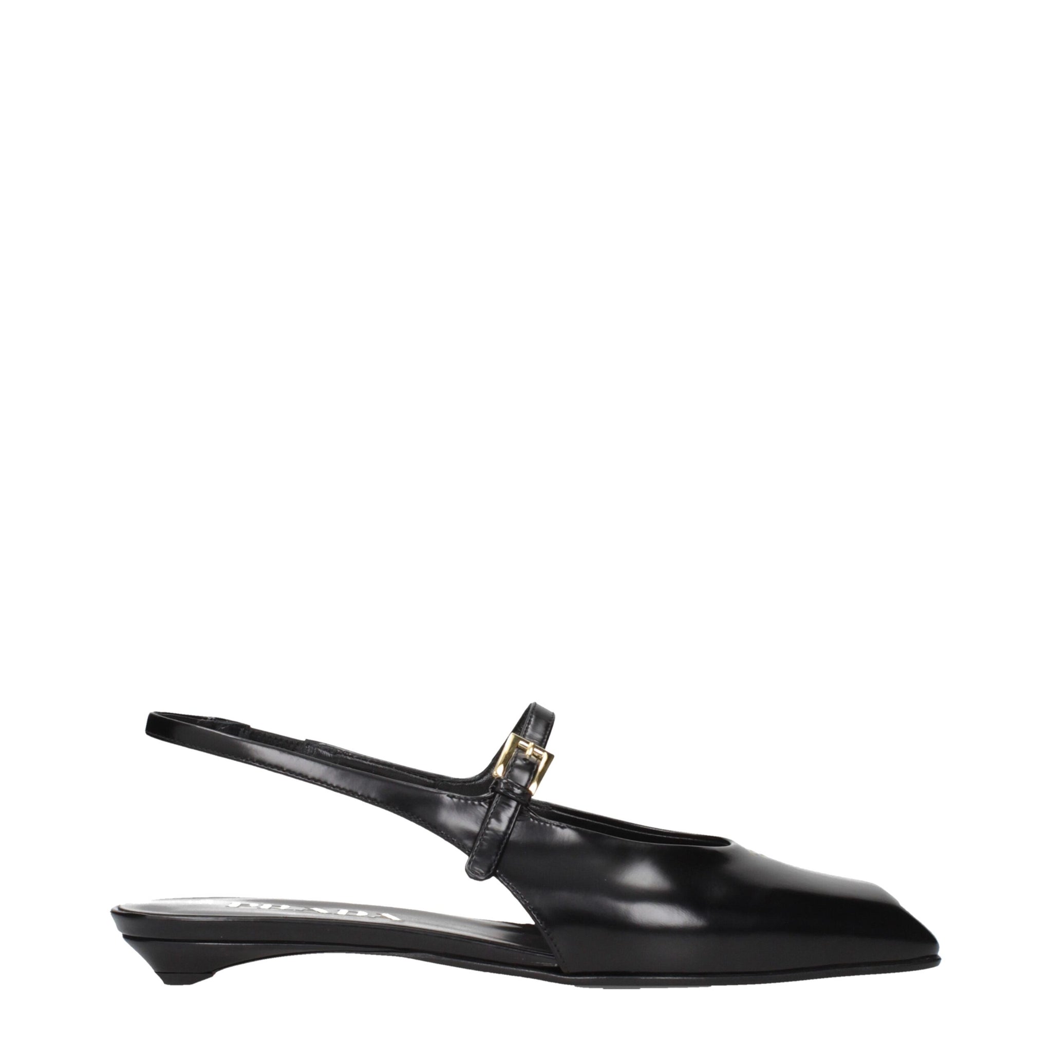 Black Leather Flat Sandals