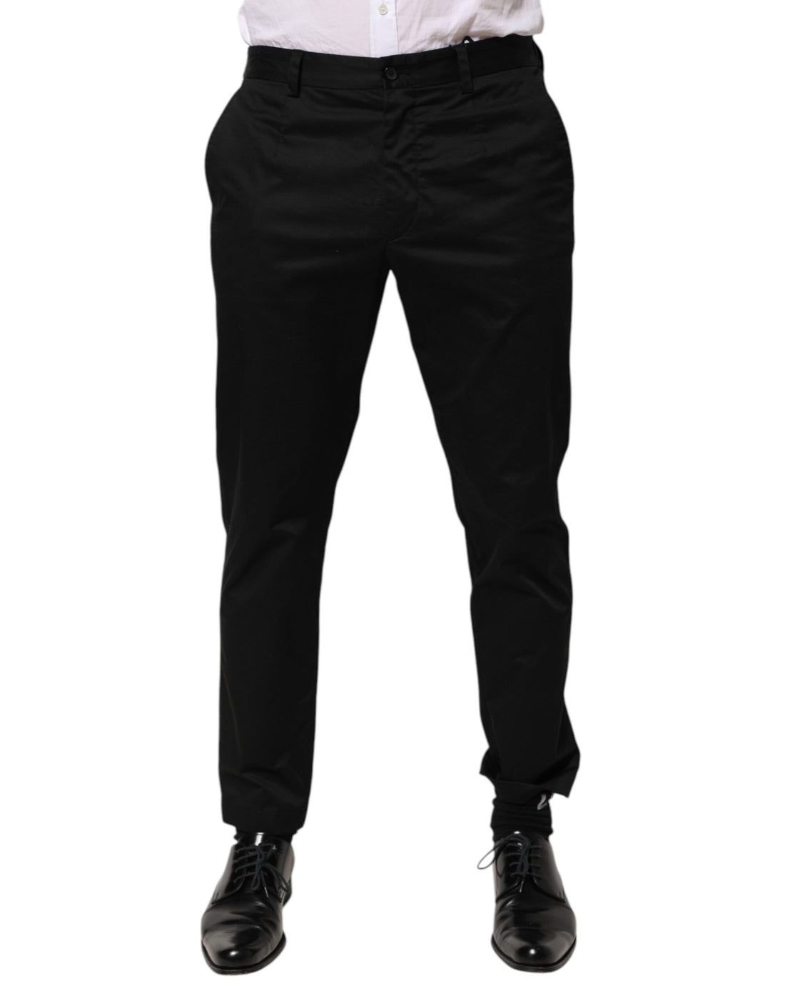 Black Cotton Tapered Men Formal Trousers Pants
