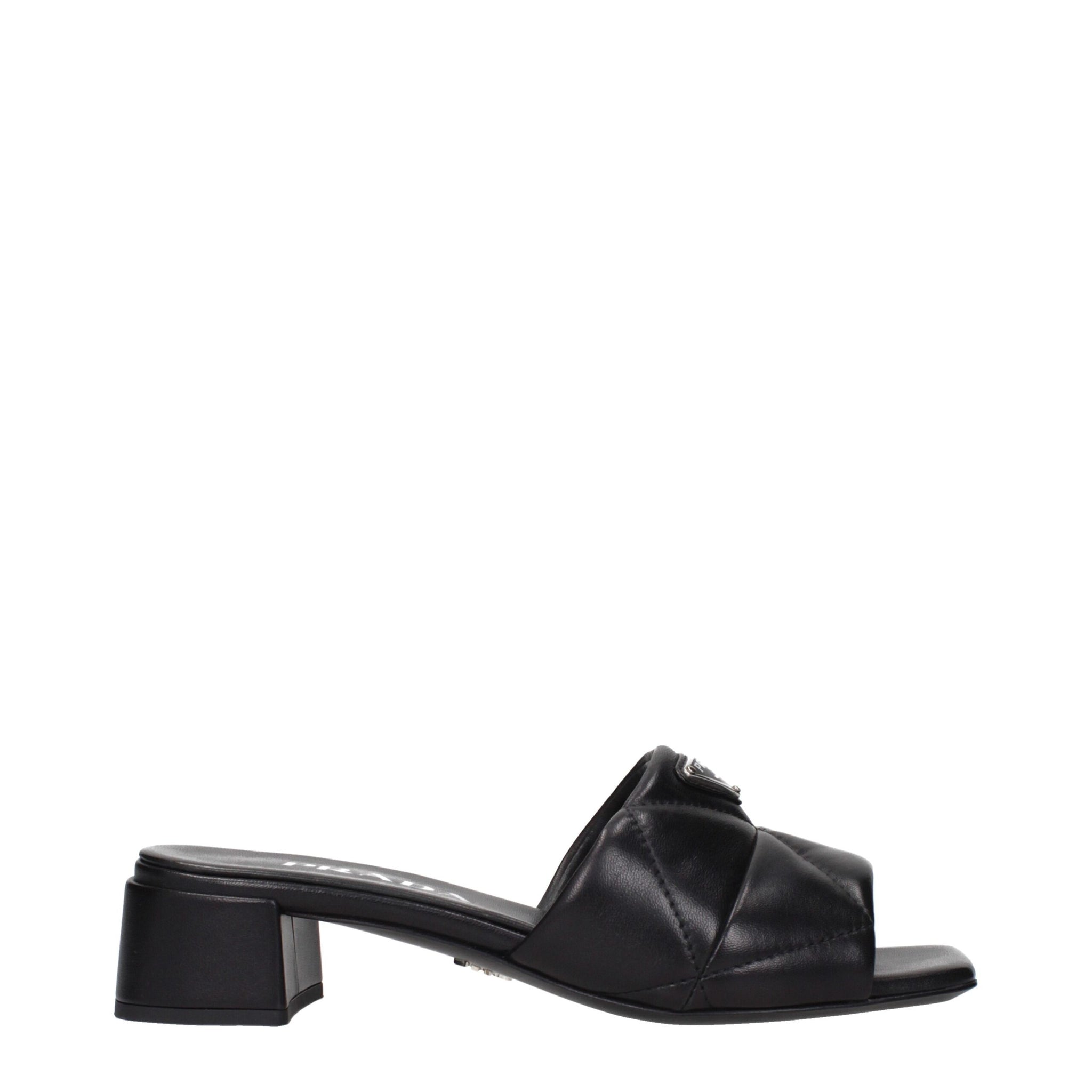 Black Leather Flat Sandals