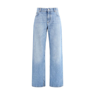 Light Blue Cotton Straight-Leg Jeans