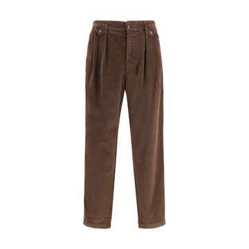 Brown Cotton Casual Pants