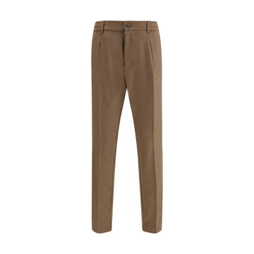 Brown Fleece Wool Casual Pants