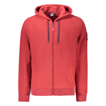 Red Polyester Men's Hooded Sweater