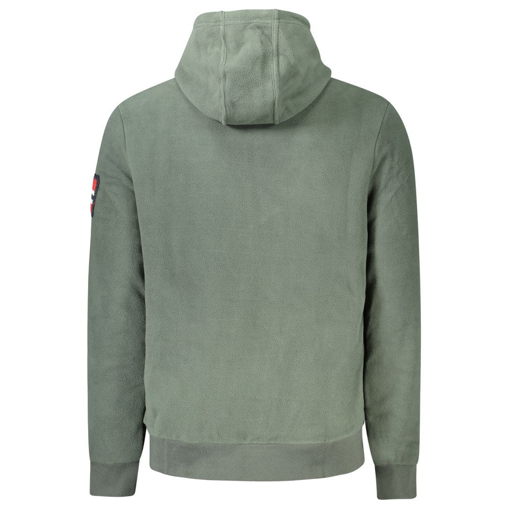 Green Polyester Men's Hooded Sweater