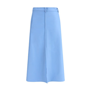 Light Blue Wool Midi Skirt