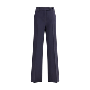 Blue Viscose Flared Pants