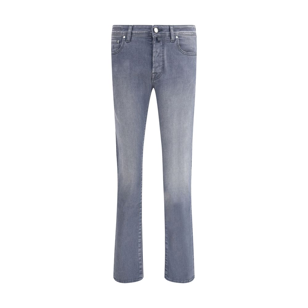 Gray Cotton Slim Fit Jeans