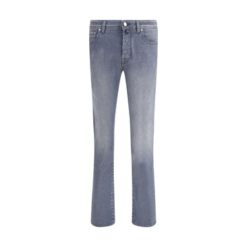 Gray Cotton Slim Fit Jeans