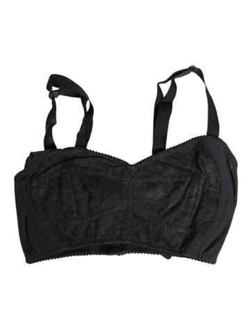 Black Stretch Nylon Bustier Bra Underwear