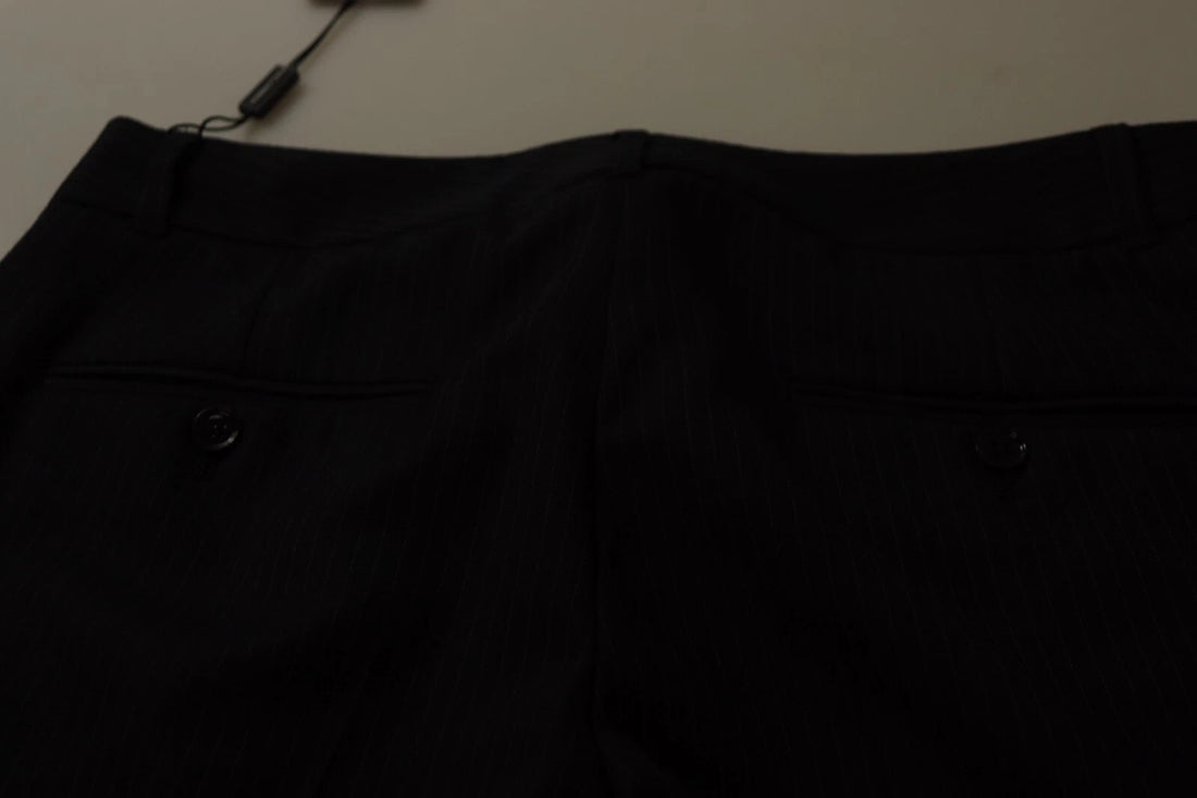 Black Stripes Mid Waist Trouser Pants