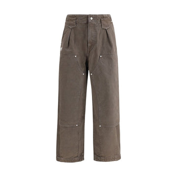 Brown Cotton Casual Pants