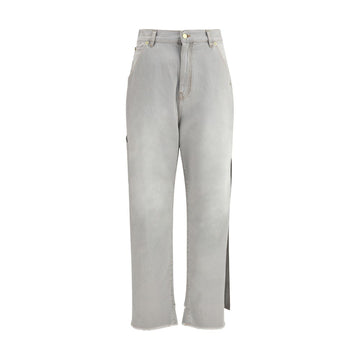 Gray Cotton Relaxed Fit Jeans
