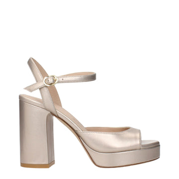 Beige Leather Platform Sandals