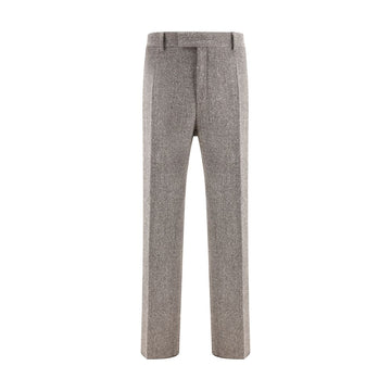 Gray Fleece Wool Casual Pants