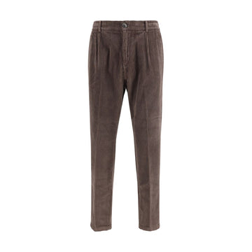Brown Cotton Casual Pants