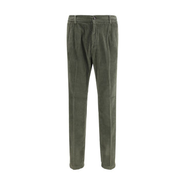 Green Cotton Casual Pants