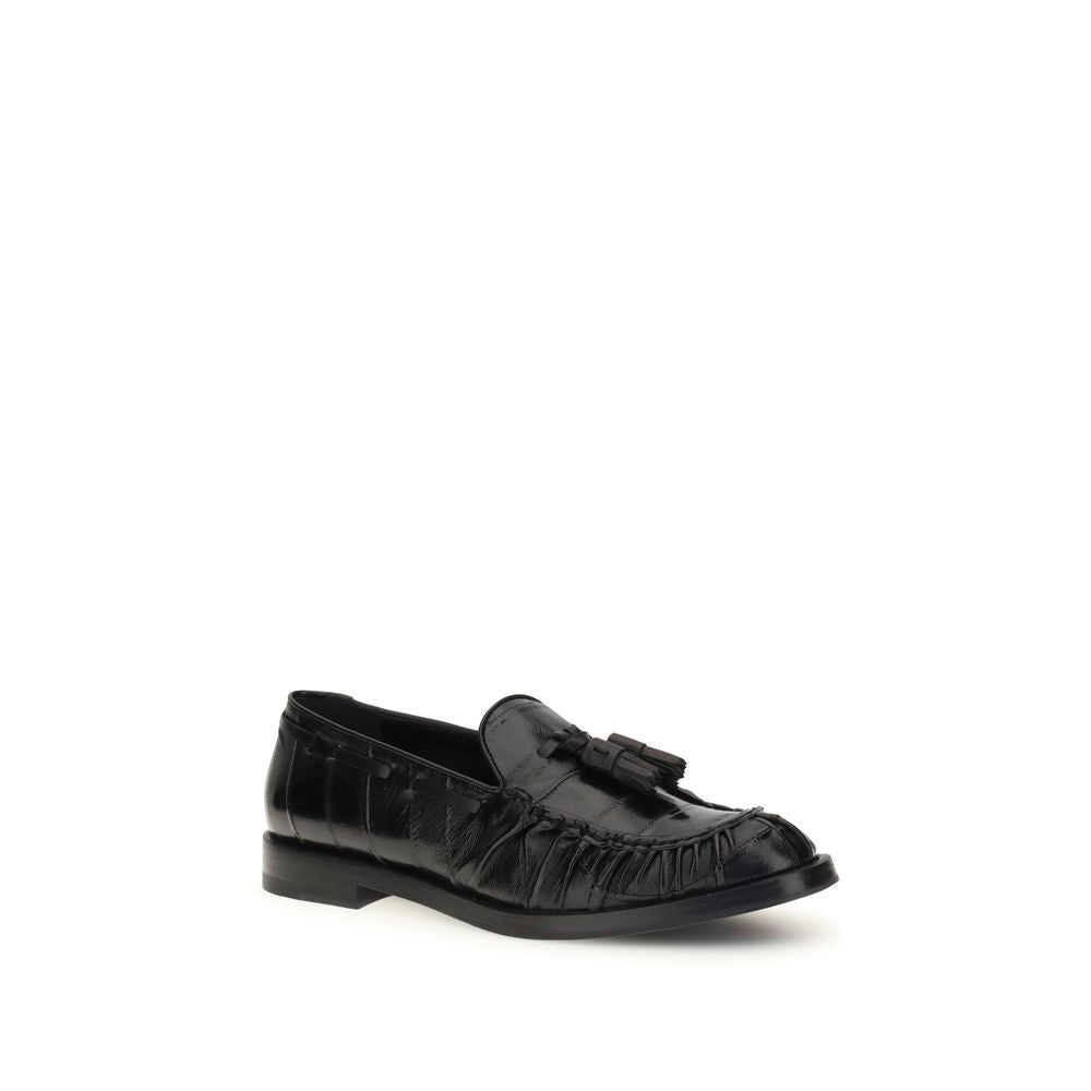 Black Rubber Slip-On Loafers