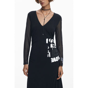 Black Polyester Women Dress