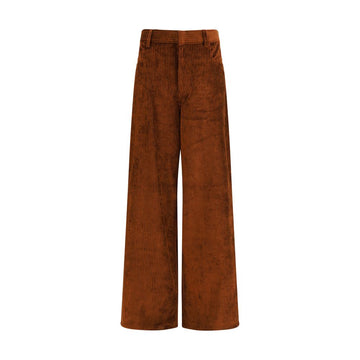 Brown Cotton Casual Pants