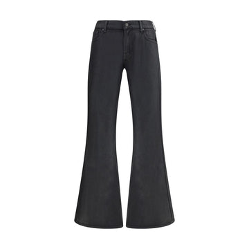 Black Cotton Flared Jeans