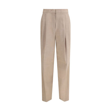 Beige Fleece Wool Dress Pants