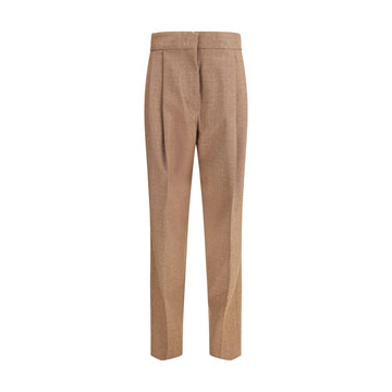Beige Fleece Wool Dress Pants