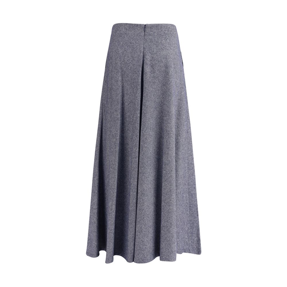 Blue Cotton Midi Skirt