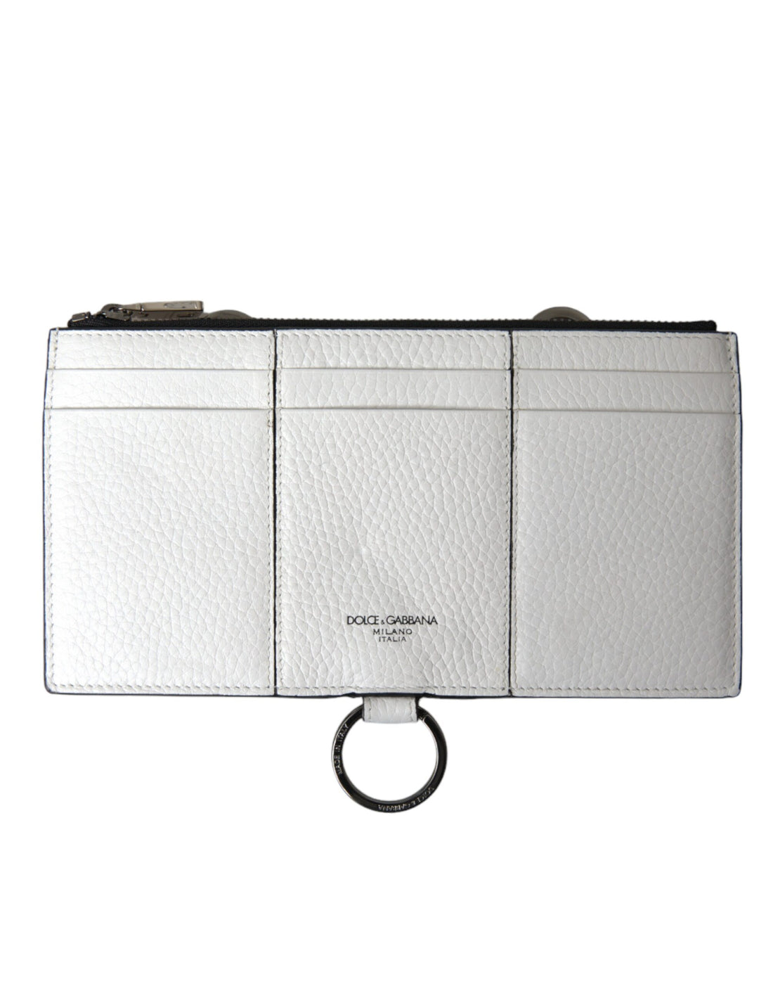 White Calfskin Leather Large Crossbody Card Holder Wallet