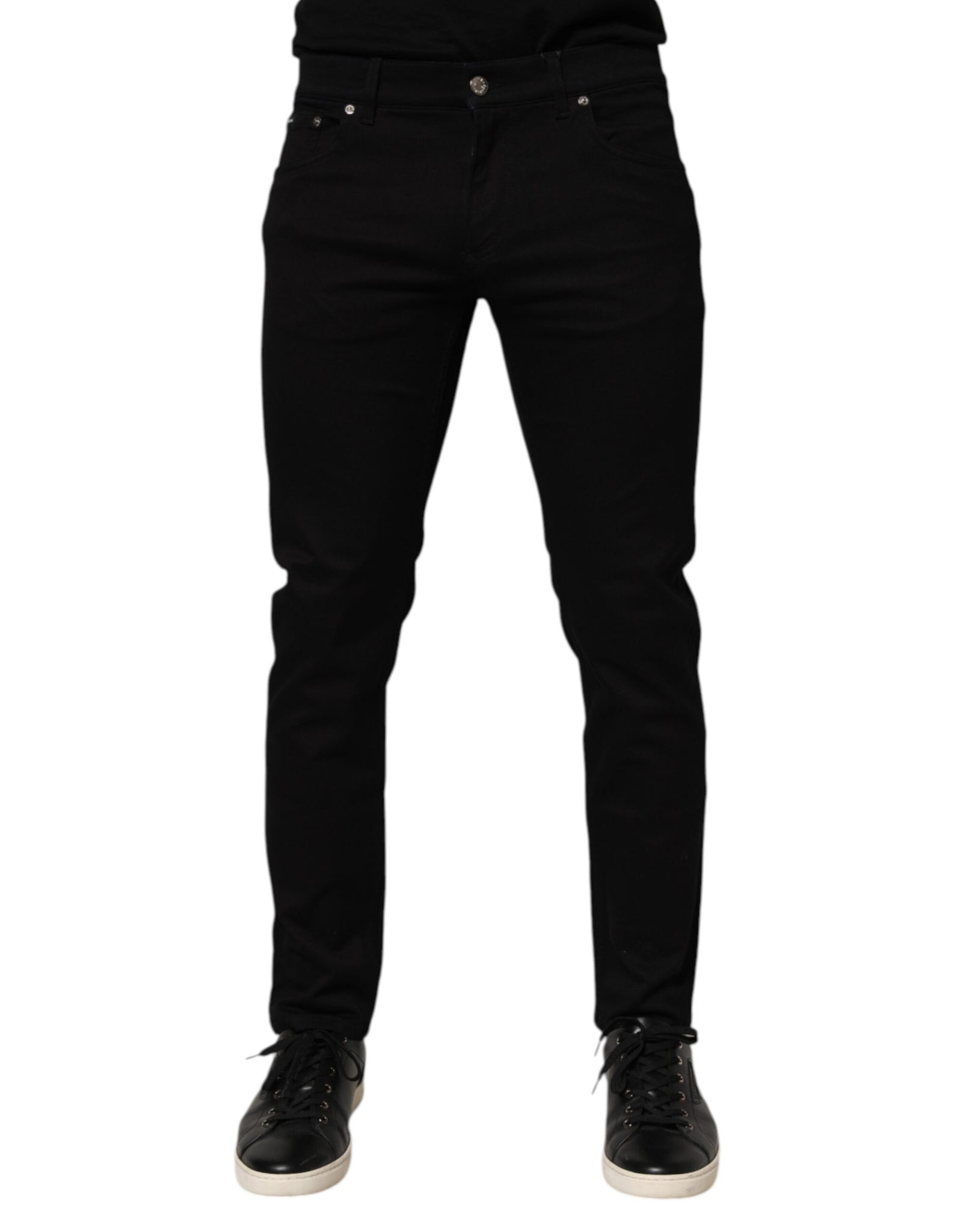 Black Cotton Blend Skinny Men Trouser Pants