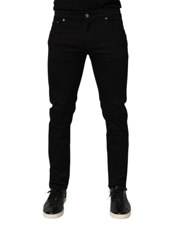 Black Cotton Blend Skinny Men Trouser Pants