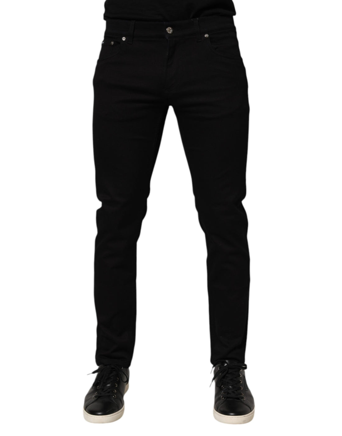 Black Cotton Blend Skinny Men Trouser Pants