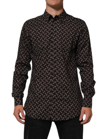 BrownFloral Collared GOLD Formal Dress Shirt