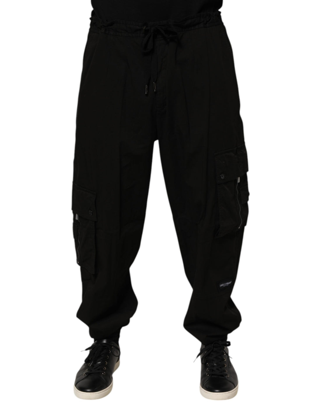 Black Cotton Cargo Jogger Sweatpants Pants