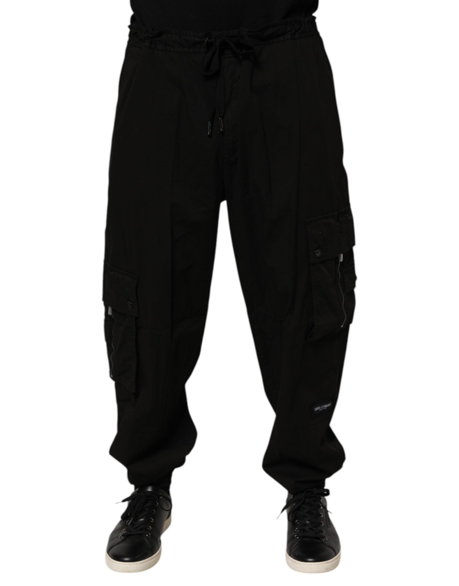 Black Cotton Cargo Jogger Sweatpants Pants