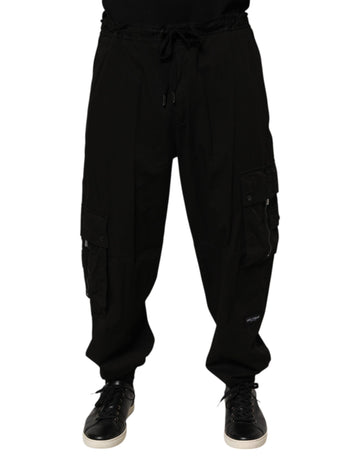 Black Cotton Cargo Jogger Sweatpants Pants