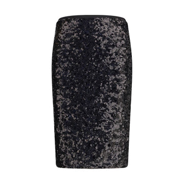 Black Polyester Midi Skirt