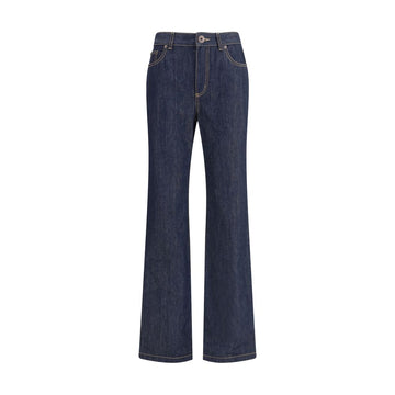Blue Cotton Straight-Leg Jeans