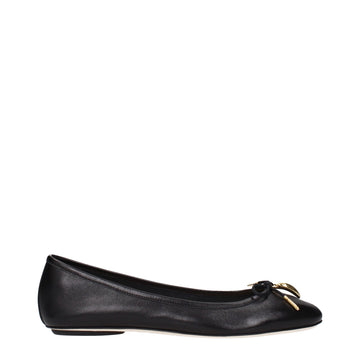 Black Leather Ballet Flats