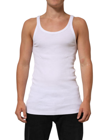 White Sleeveless Round Neck Tank Top T-shirt