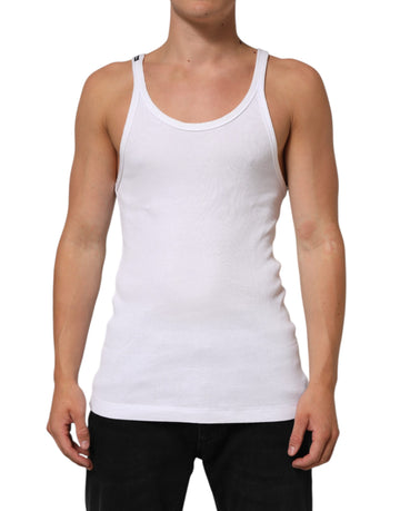 White Sleeveless Round Neck Tank Top T-shirt